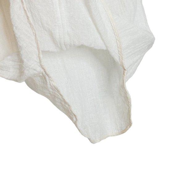 Sandro Paris Linen Cotton Blend White Top Blouse V-Neck Tie Sheer 4 Cottagecore - Picture 6 of 10